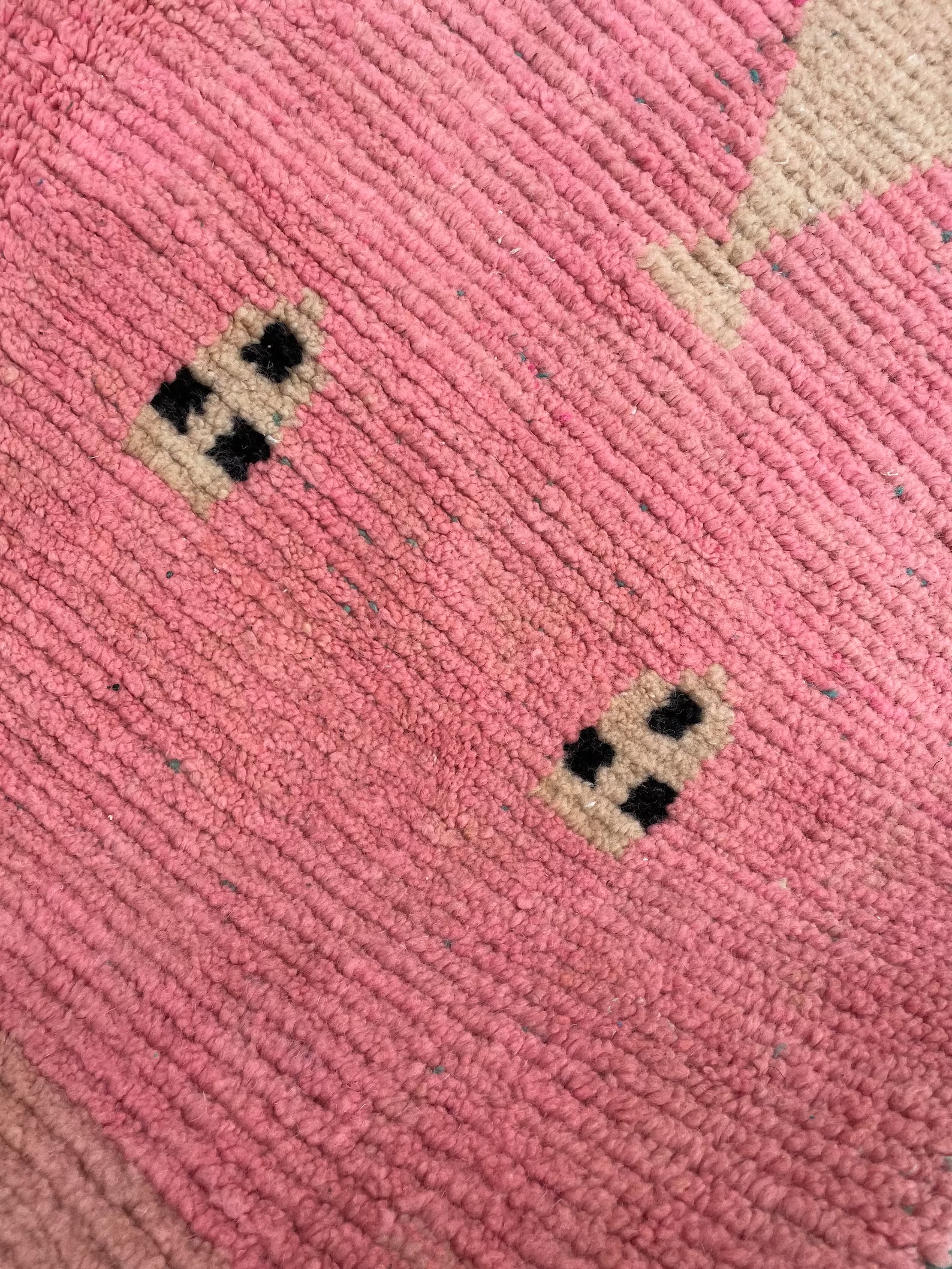 Pink Traditional Berber Moroccan Wool Rug, Handmade Rug, 1990's