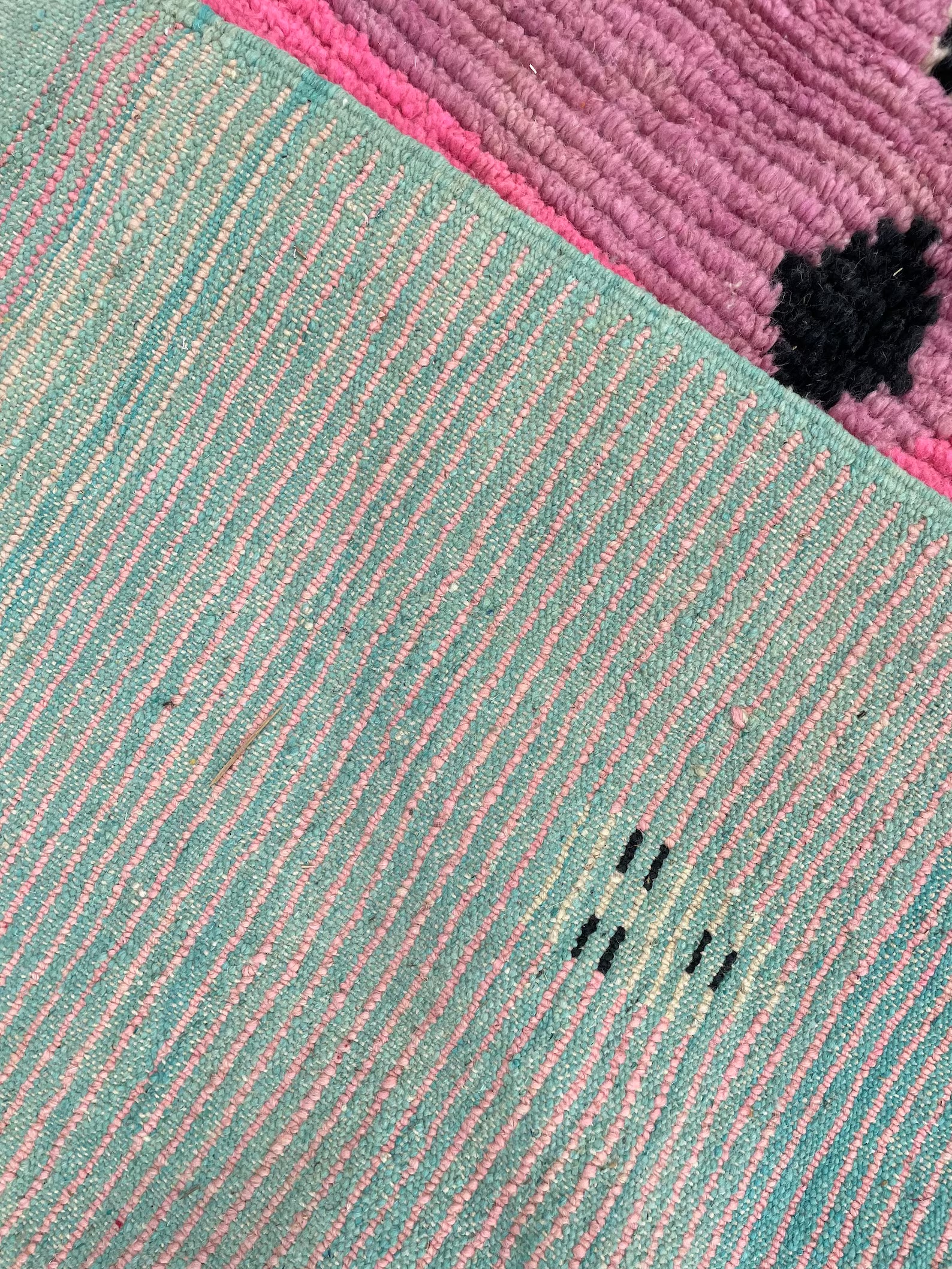 Pink Traditional Berber Moroccan Wool Rug, Handmade Rug, 1990's