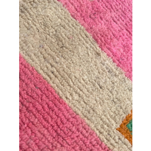 Pink Berber Moroccan Boujad Wool Rug, Handmade Wool Rug, 1990's