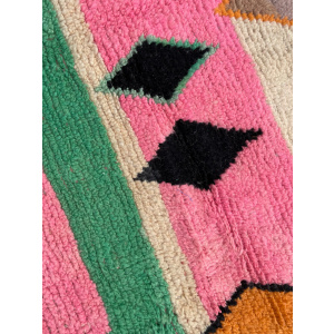 Pink Berber Moroccan Boujad Wool Rug, Handmade Wool Rug, 1990's