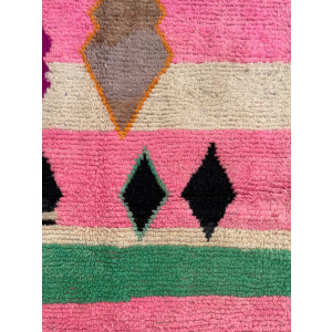 Pink Berber Moroccan Boujad Wool Rug, Handmade Wool Rug, 1990's