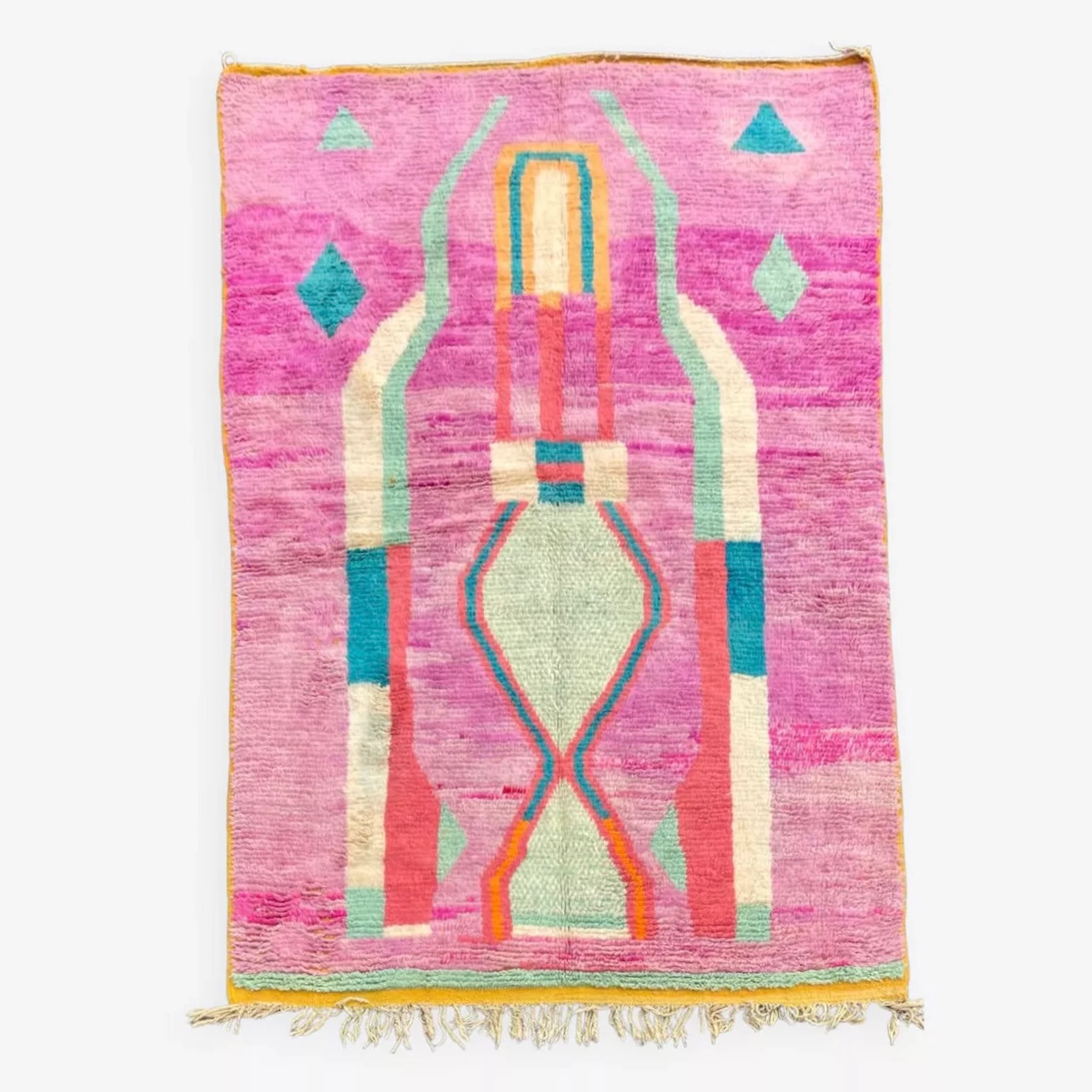 Vintage Moroccan Berber Boujad Area Rug, Hand Knotted Rug, 1990's