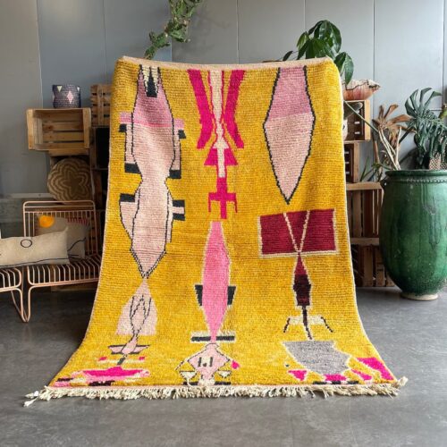1990's Yellow Moroccan Berber Vintage Rug