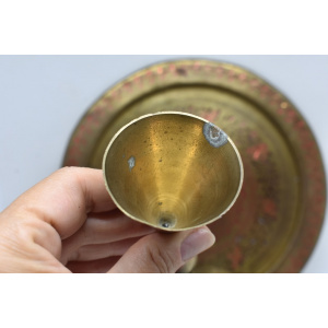 Brass Shot Glasses and tray set, Decorative metal goblets with platter