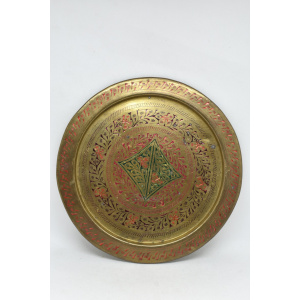Brass Shot Glasses and tray set, Decorative metal goblets with platter