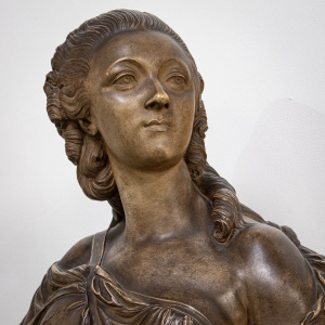 Large Painted Terracotta Bust of Madame Du Barry After Augustin Pajou