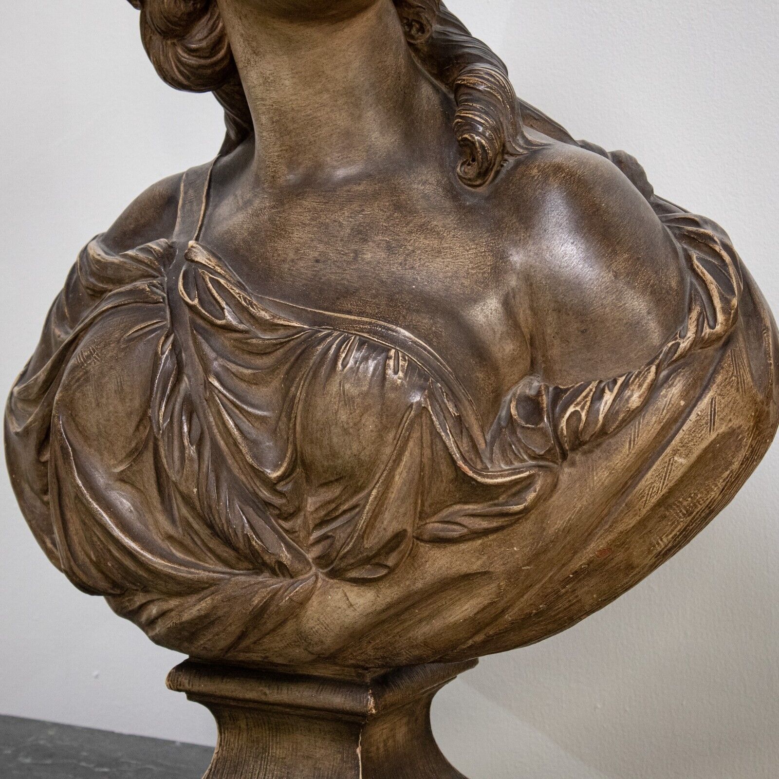 Large Painted Terracotta Bust of Madame Du Barry After Augustin Pajou