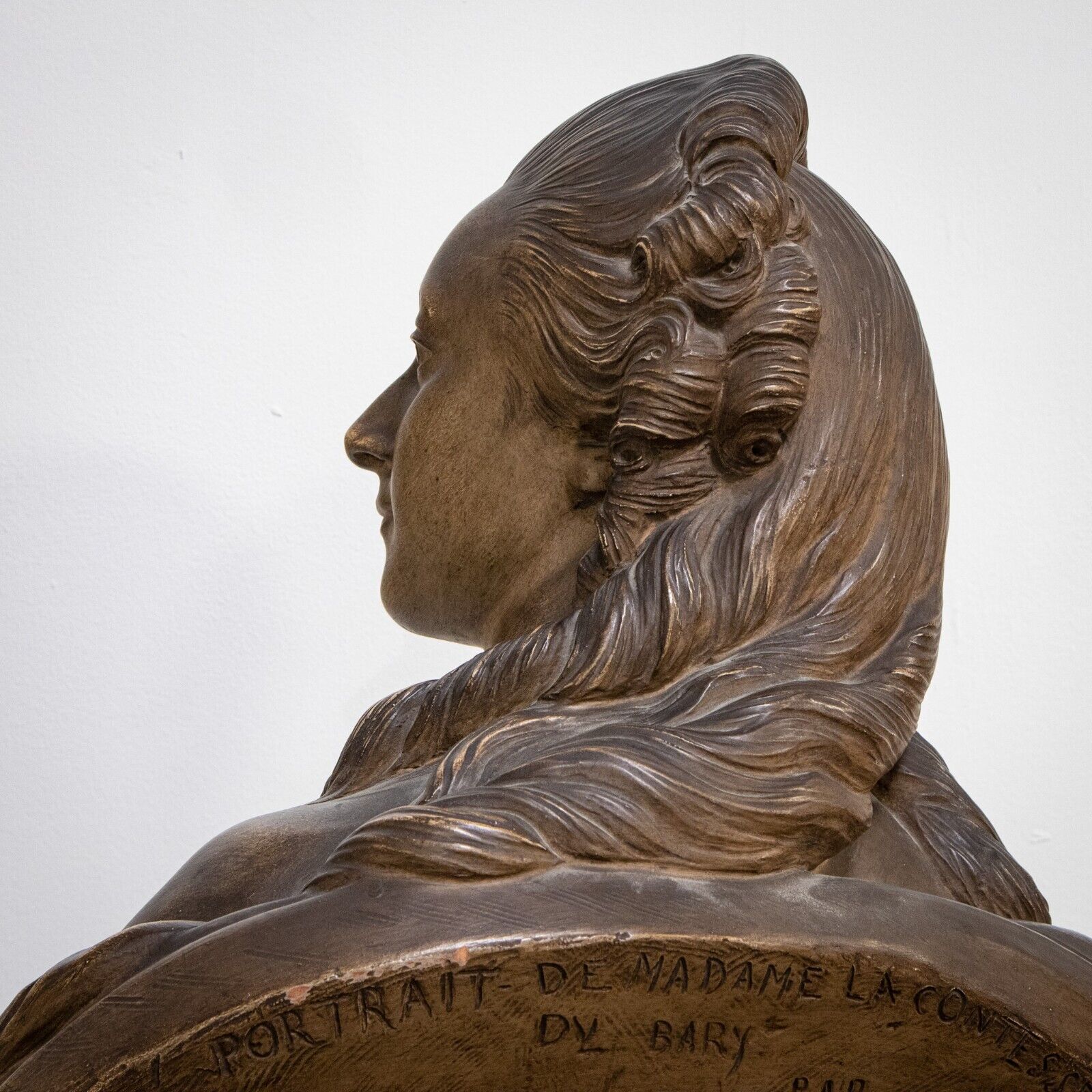 Large Painted Terracotta Bust of Madame Du Barry After Augustin Pajou