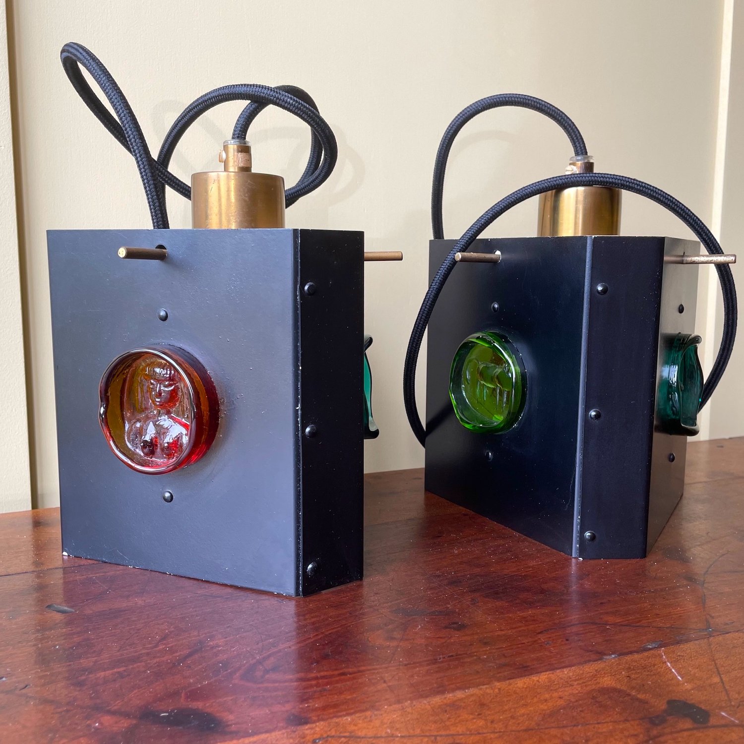 Pair Swedish pendant lamps by Erik Hoglund