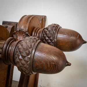 Set of 2 Oak Curtain Poles with Acorn Finials