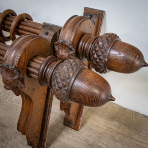 Set of 2 Oak Curtain Poles with Acorn Finials