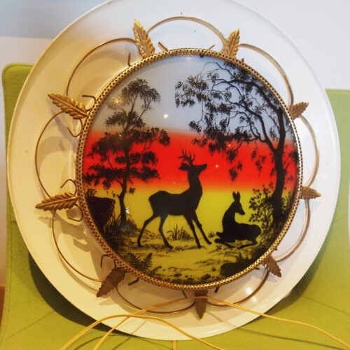 Vintage painted tinware “Bambi” wall light