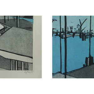 Otto Eglau, Im Hafen, Etching, 1961