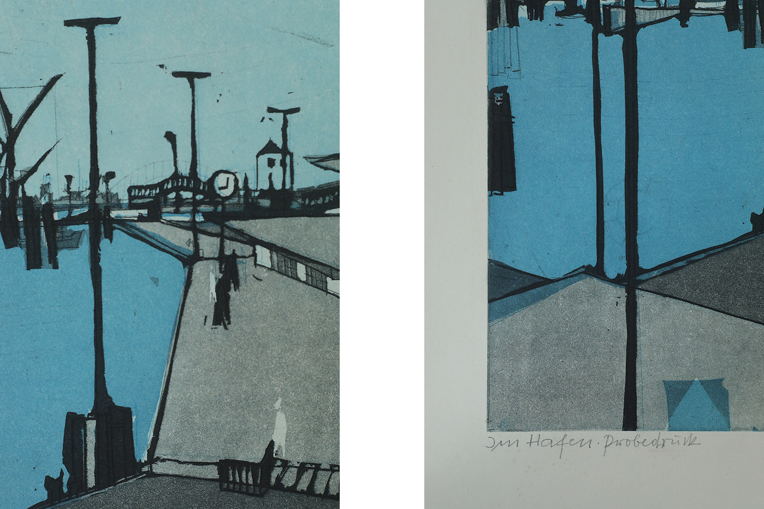 Otto Eglau, Im Hafen, Etching, 1961