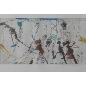 Armin Sandig, Schlümpfe, Color Etching, 1987, Framed