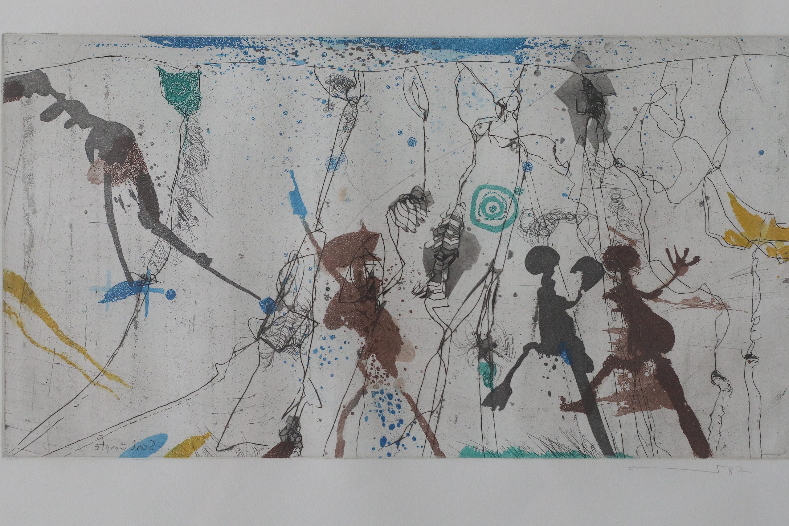 Armin Sandig, Schlümpfe, Color Etching, 1987, Framed