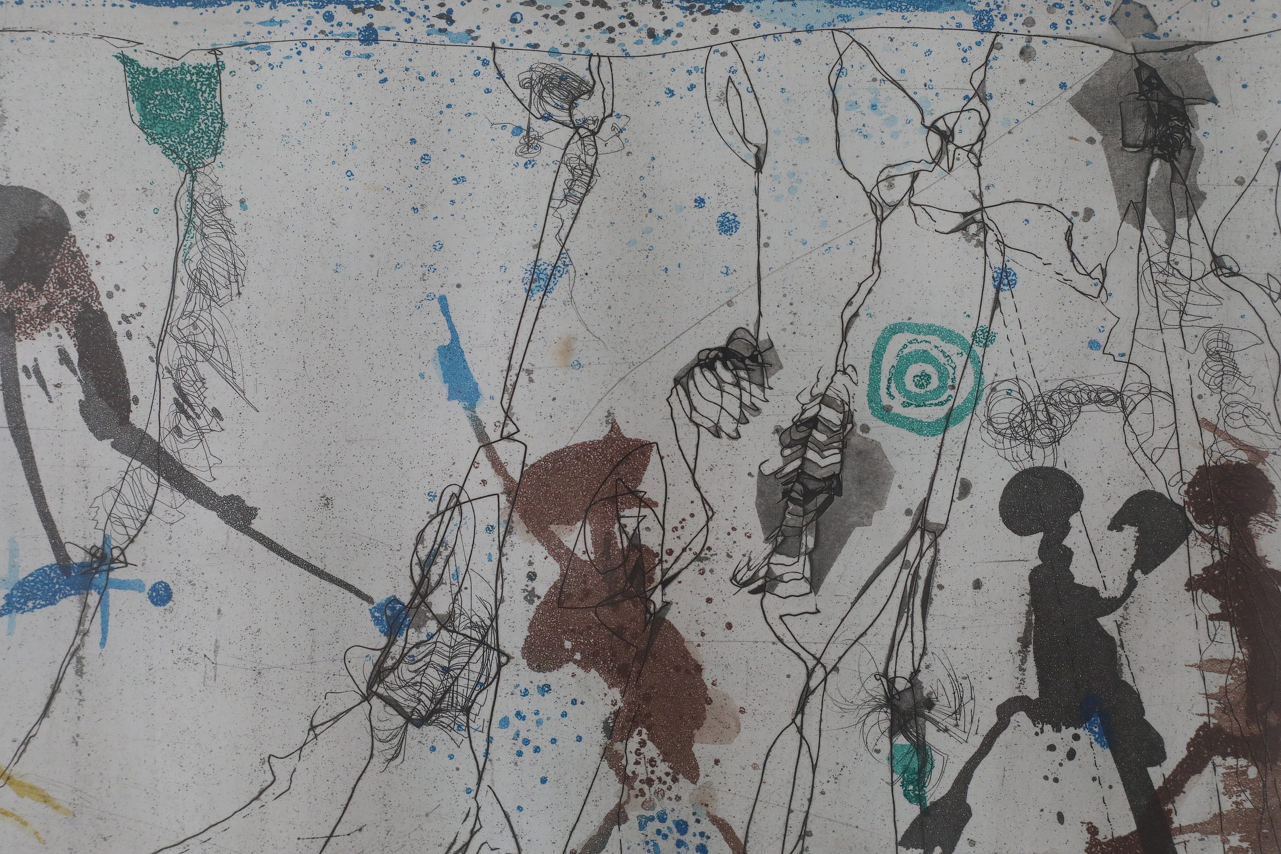 Armin Sandig, Schlümpfe, Color Etching, 1987, Framed