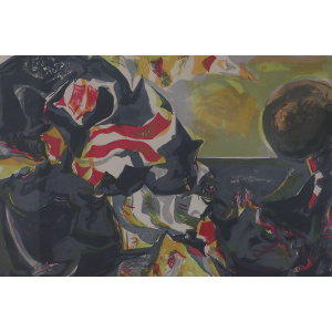Bata Mihailović, Horisont, Color Lithography, 1976, Framed