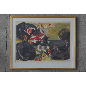 Bata Mihailović, Horisont, Color Lithography, 1976, Framed