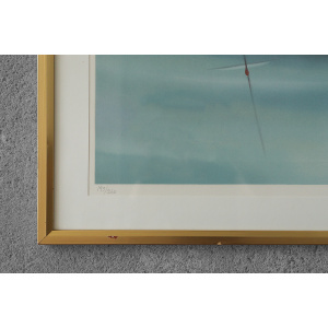 Lars Sjöström, Surreal Picture, Color Lithography, 1970s, Framed