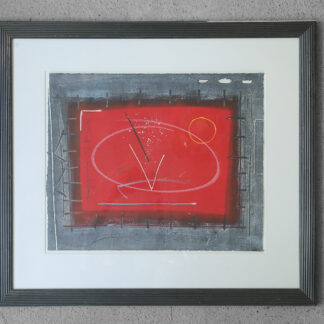 Black and red composition, Vintage Color Lithograph, Framed