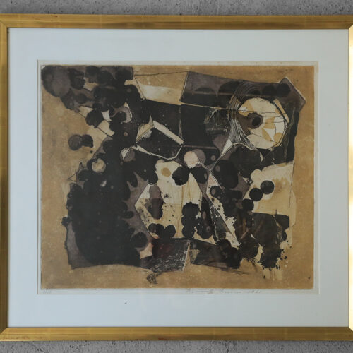 Thormod Larsen, Composition, Color Etching, 1961, Framed