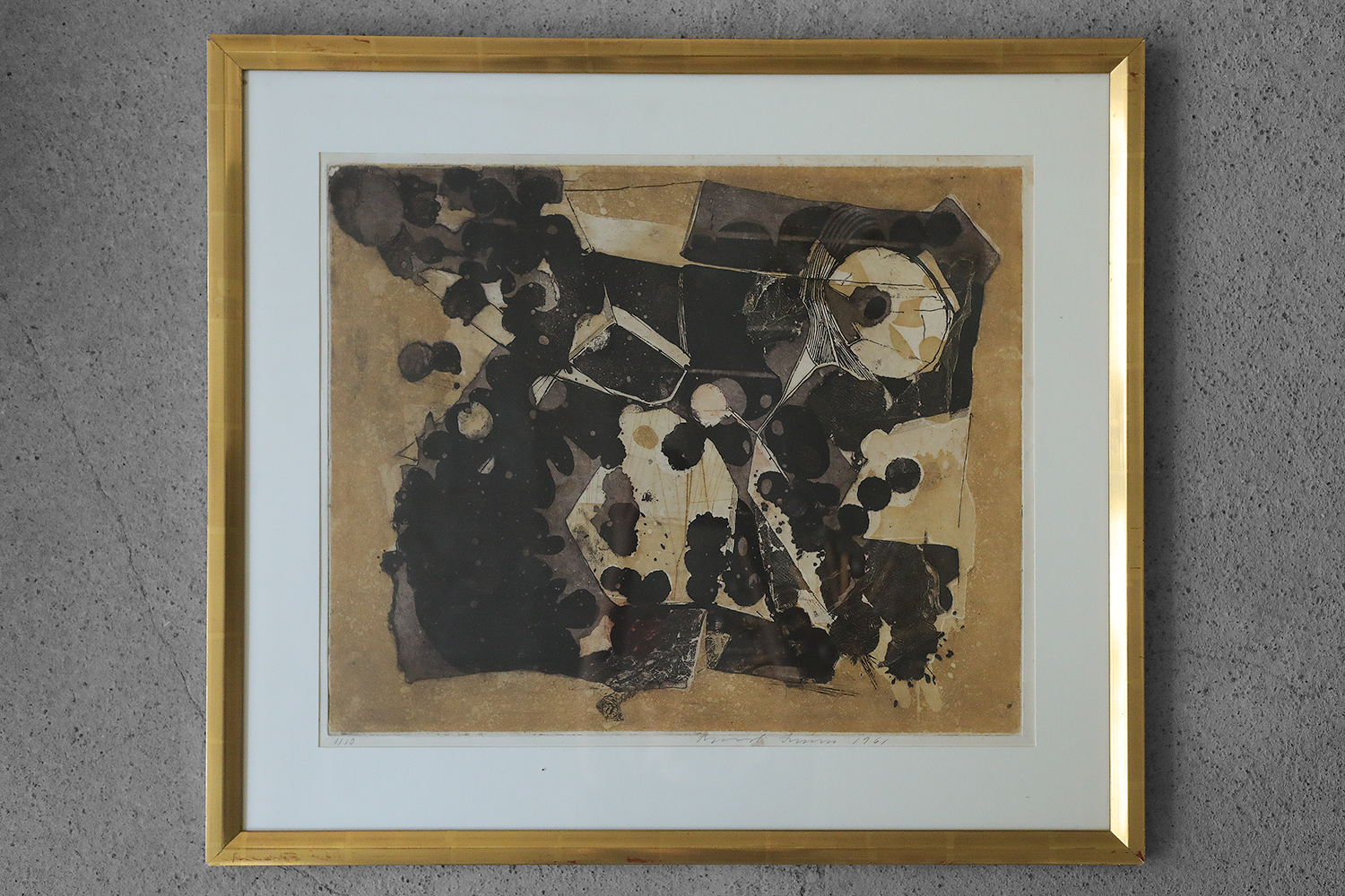 Thormod Larsen, Composition, Color Etching, 1961, Framed