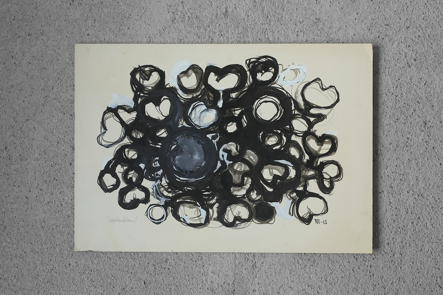 Margareta Treutiger, Vattenblom, Mixed Media on Board, 1965