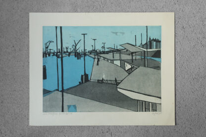 Otto Eglau, Im Hafen, Etching, 1961