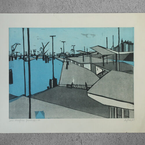 Otto Eglau, Im Hafen, Etching, 1961