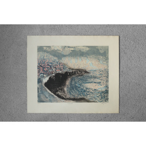 Lawrence Heyman, Seacoast, Etching on Arches Paper, 1960s