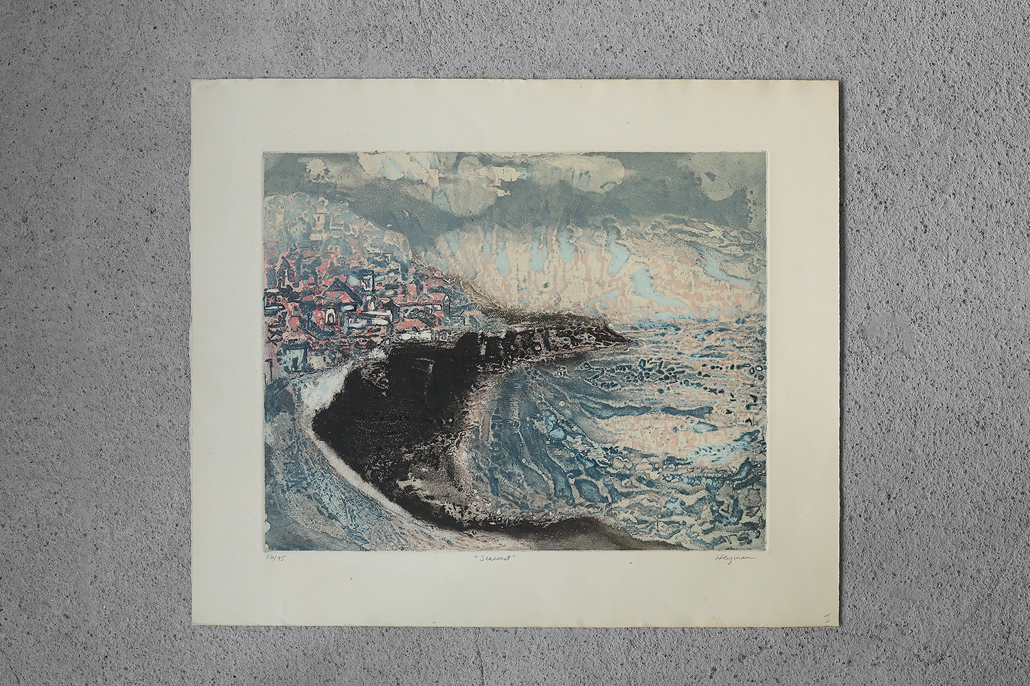 Lawrence Heyman, Seacoast, Etching on Arches Paper, 1960s