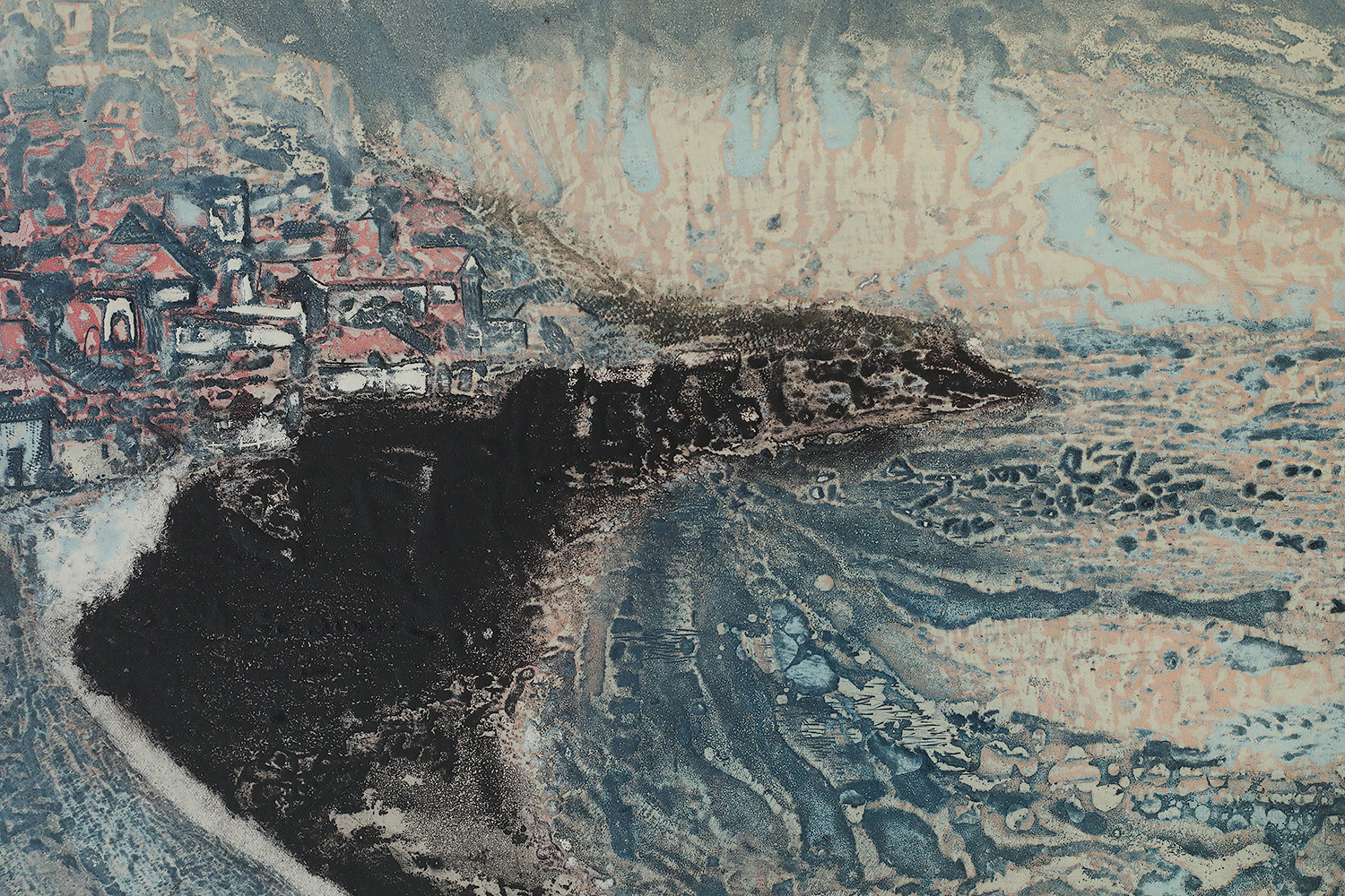 Lawrence Heyman, Seacoast, Etching on Arches Paper, 1960s