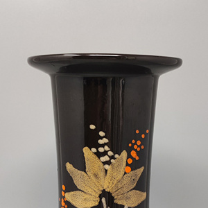 1970s Gorgeous brown vase ceramic by SIC hand-painted. Made in Italy