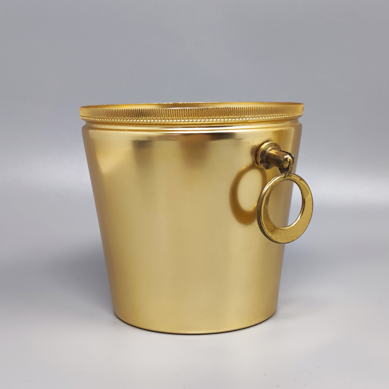 1960s Gorgeous Cocktail Shaker With Ice Bucket in Aluminium. Made in Italy