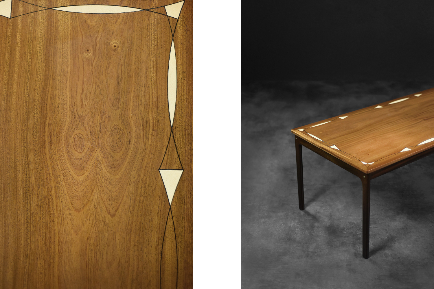 Vintage Mid-Century Danish Mahogany Coffee Table with Hand-Painted Pattern by Ole Wanscher for Poul Jeppesens Møbelfabrik, 1960s