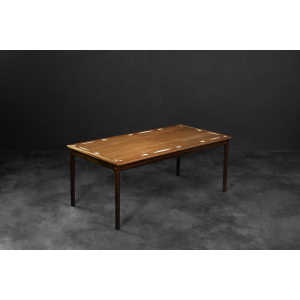 Vintage Mid-Century Danish Mahogany Coffee Table with Hand-Painted Pattern by Ole Wanscher for Poul Jeppesens Møbelfabrik, 1960s