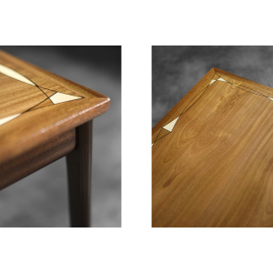 Vintage Mid-Century Danish Mahogany Coffee Table with Hand-Painted Pattern by Ole Wanscher for Poul Jeppesens Møbelfabrik, 1960s