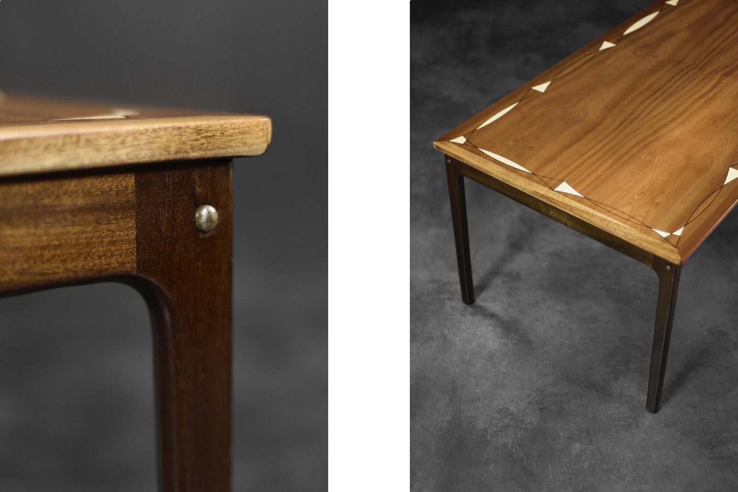 Vintage Mid-Century Danish Mahogany Coffee Table with Hand-Painted Pattern by Ole Wanscher for Poul Jeppesens Møbelfabrik, 1960s