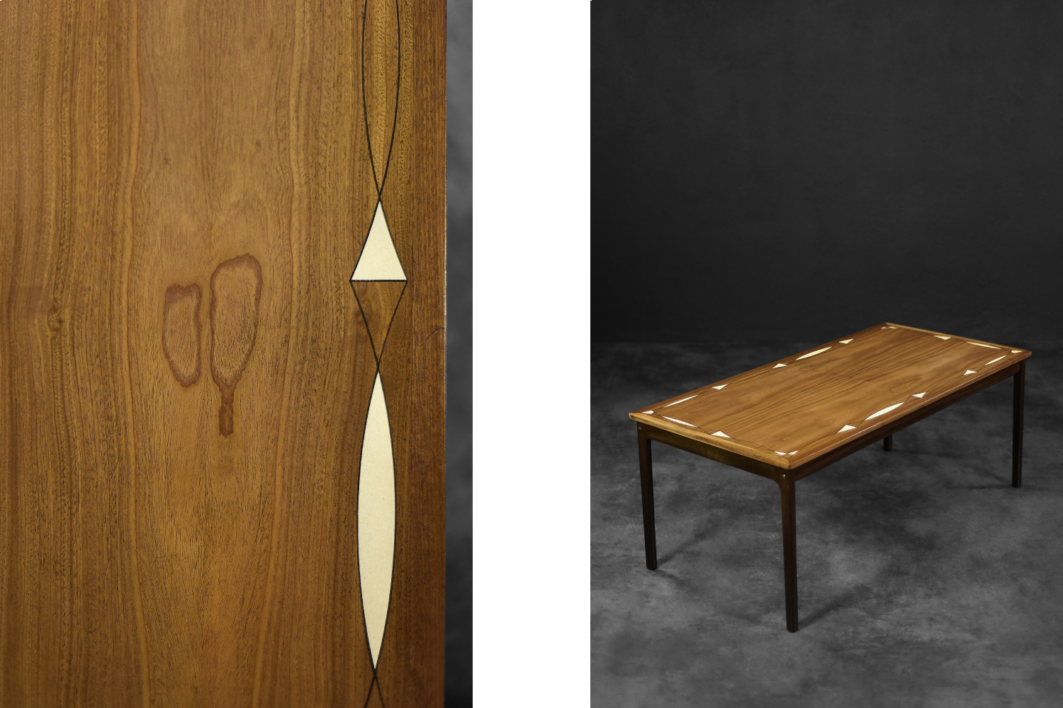 Vintage Mid-Century Danish Mahogany Coffee Table with Hand-Painted Pattern by Ole Wanscher for Poul Jeppesens Møbelfabrik, 1960s