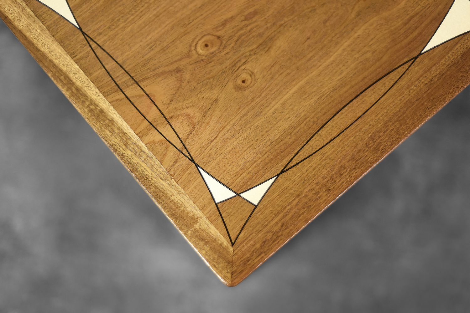 Vintage Mid-Century Danish Mahogany Coffee Table with Hand-Painted Pattern by Ole Wanscher for Poul Jeppesens Møbelfabrik, 1960s