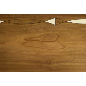 Vintage Mid-Century Danish Mahogany Coffee Table with Hand-Painted Pattern by Ole Wanscher for Poul Jeppesens Møbelfabrik, 1960s