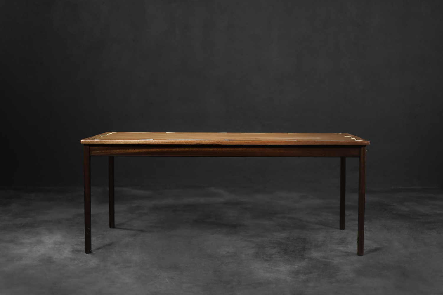 Vintage Mid-Century Danish Mahogany Coffee Table with Hand-Painted Pattern by Ole Wanscher for Poul Jeppesens Møbelfabrik, 1960s
