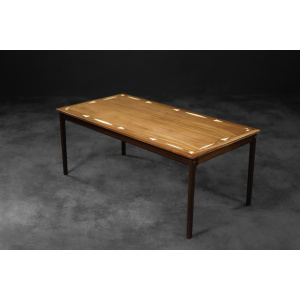 Vintage Mid-Century Danish Mahogany Coffee Table with Hand-Painted Pattern by Ole Wanscher for Poul Jeppesens Møbelfabrik, 1960s