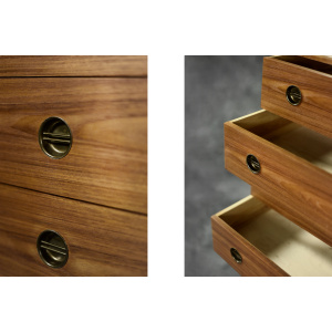 Mid-Century Danish Modern High Teak Highboy Chest of Drawers with Brass Handles, 1960s