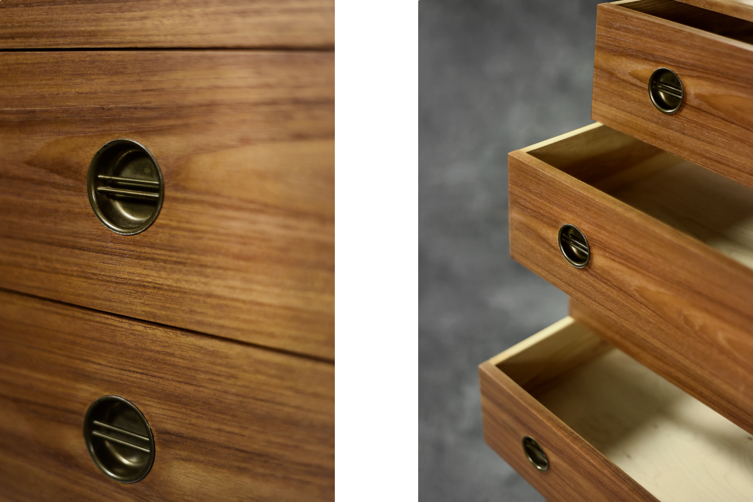 Mid-Century Danish Modern High Teak Highboy Chest of Drawers with Brass Handles, 1960s
