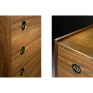 Mid-Century Danish Modern High Teak Highboy Chest of Drawers with Brass Handles, 1960s