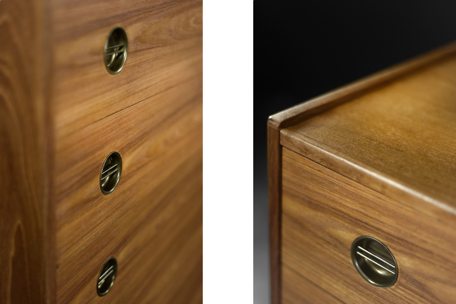 Mid-Century Danish Modern High Teak Highboy Chest of Drawers with Brass Handles, 1960s