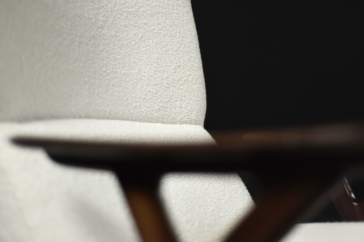 Vintage Mid-Century Norway Modern Teak & White Boucle Fabric High Lounge Chair, 1960s