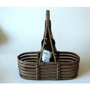 1970s Vintage - Handmade braided wine bottle holder, made of wicker, rattan and bamboo